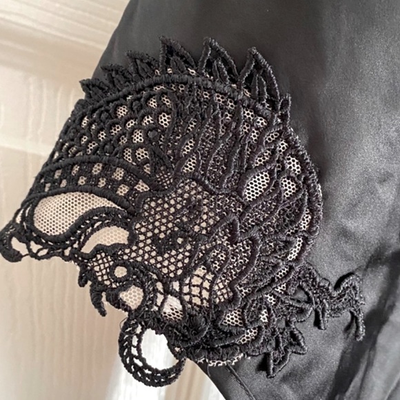 Victoria’s Secret Black Satin Lace Dragon Teddy Slip Silky Textured Small - Picture 2 of 10